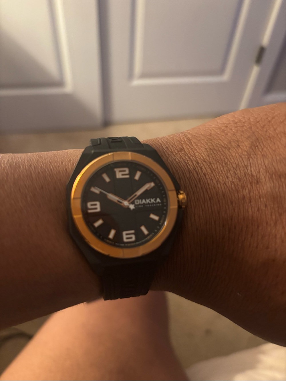 Men's Black and Rose Gold Accent Sport Watch